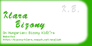 klara bizony business card